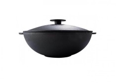 Wok din fonta cu capac fonta 30cm Handy KitchenServ foto