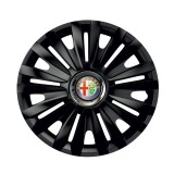 Cumpara ieftin Set 4 capace roti Negre Cu Inel Cromat Royal R16 pentru gama auto Alfa Romeo, Autohelix MSA