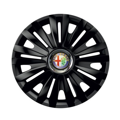 Set 4 capace roti Negre Cu Inel Cromat Royal R16 pentru gama auto Alfa Romeo foto