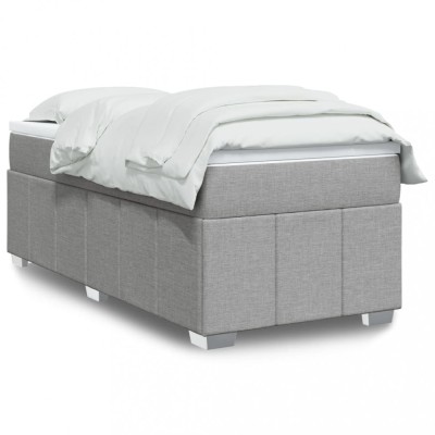 vidaXL Pat box spring cu saltea, gri deschis, 90x190 cm, textil 3285435 foto