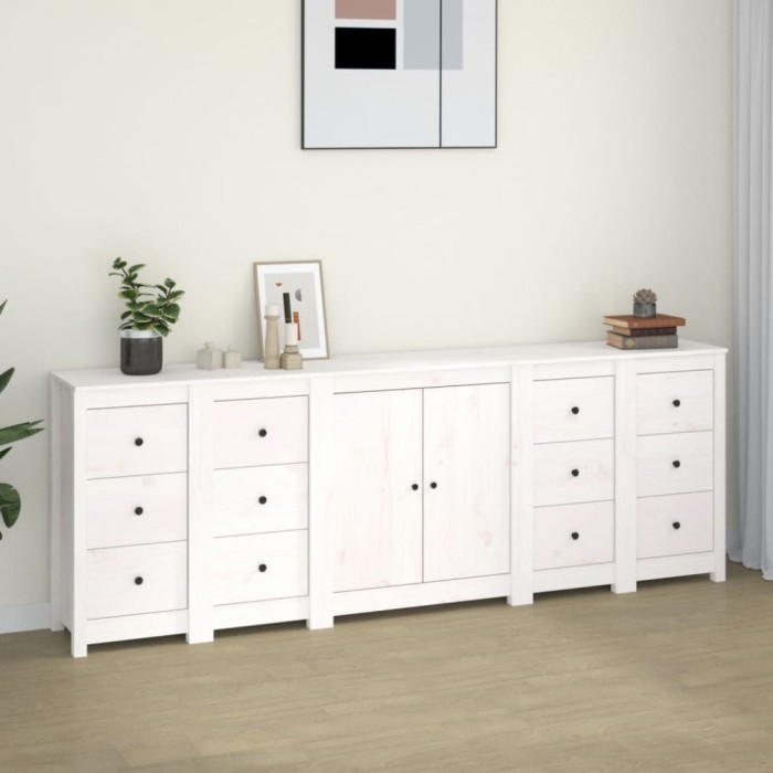 vidaXL Servantă, alb, 230x35x80 cm, lemn masiv de pin