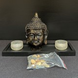 Set decorativ Buddha cu suport pentru lum&acirc;nări și pietre decorative &ndash; China