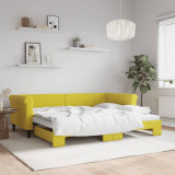 vidaXL Pat de zi cu extensie, galben, 90x200 cm, catifea