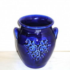 Vaza ceramica emailata indigo - design Martha Grunditz, Guldkroken Hjo Suedia