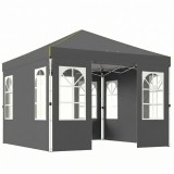 Outsunny Pavilion pliabil 300x300 cm Pop-up cu UPF50+ 4 laterale detașabile &Icirc;nălțime reglabilă și husă de transport Gri &icirc;nchis | Aosom Romania