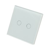 Intrerupator touch dublu cap scara alb 220V cu indicator luminos, rama din sticla 86x86x34mm