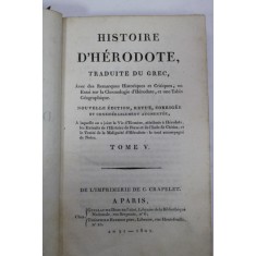 HISTOIRE D &#039; HERODOTE , TRADUITE DU GREC , TOME V , 1802
