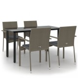 Cumpara ieftin Set mobilier gradina cu perne, 5 piese, negru si gri, poliratan