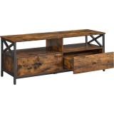 VASAGLE Comoda TV cu 2 sertare si 2 rafturi, cadru metalic, stil industrial, 120x40x50 cm, maro rustic Household NewTrend