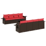 Cumpara ieftin Set canapele de gradina cu 9 piese si perne, poliratan maro