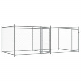 Cusca pentru caini cu usi, gri, 4x2x1,5 m, otel galvanizat