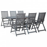 Set mobilier de exterior, 7 piese, gri, lemn masiv de acacia GartenMobel Dekor, vidaXL