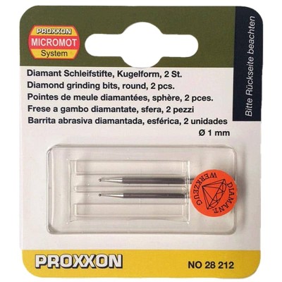 Set biaxuri diamantate de forma sferica Micromot Proxxon 28212, O1 mm, 2 bucati foto