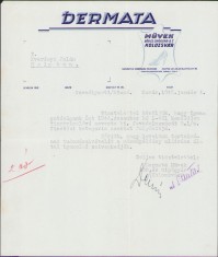 HST A2053 Act antet fabrica &icirc;ncălțăminte Dermata Cluj 1945