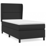 Cumpara ieftin Pat continental cu saltea, negru, 80x200 cm, piele ecologica