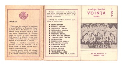 Program returul campionatului Asociatia Sportiva Vointa Oradea, 1977 foto