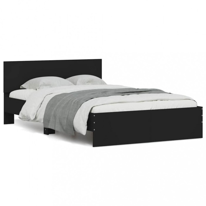 vidaXL Cadru de pat cu tăblie și LED, negru, 120x200 cm 3207617