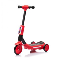 Trotineta electrica cu aburi si lumini pentru copii, cu 3 roti, stabila, Kinderauto Aquamist, 30W, 6V 4.5Ah, rosie
