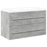 Cumpara ieftin Set mobilier de baie, 2 piese, gri beton, lemn compozit