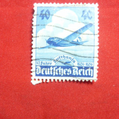 Serie Aviatie -A 10a Aniversare Lufthansa1936 Germania Nazista 1val. stamp.