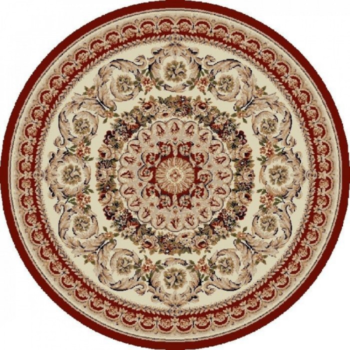 Covor Rotund Model Lotos 539-120, Marime 100 x 100 cm, Rosu, Inaltime Fir 8 mm, Antialergic, Polipropilena, Living, Dormitor, Sufragerie, Birou