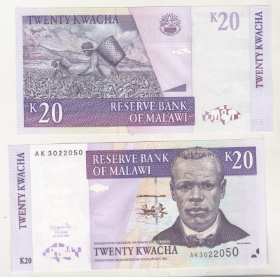 bnk bn Malawi 20 kwacha 2004 unc foto