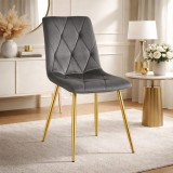 Scaun bucatarie/living, Artool, Libra, catifea gri inchis, picioare metal auriu, 45x54x86.5 cm