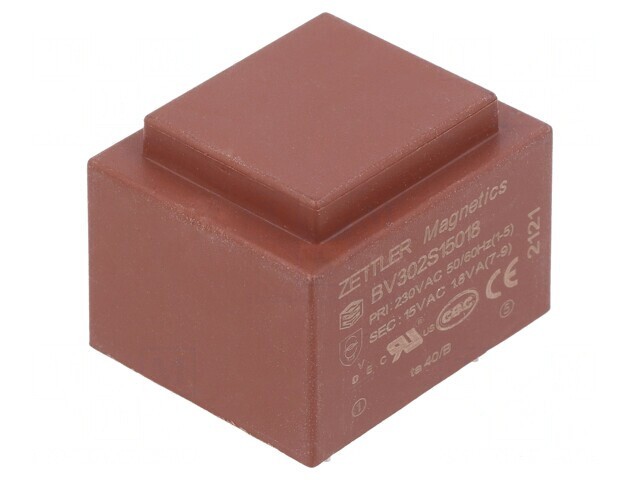 Transformator &icirc;ncapsulat 1,8VA 230V 15V 120mA PCB
