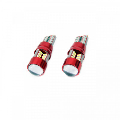 Set becuri auto cu LED CANBUS compatibil T10e W5W 27 SMD Alb 12V/24V, destinat foto