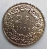 Moneda 2 franci 1965 XF++ Elveția Argint