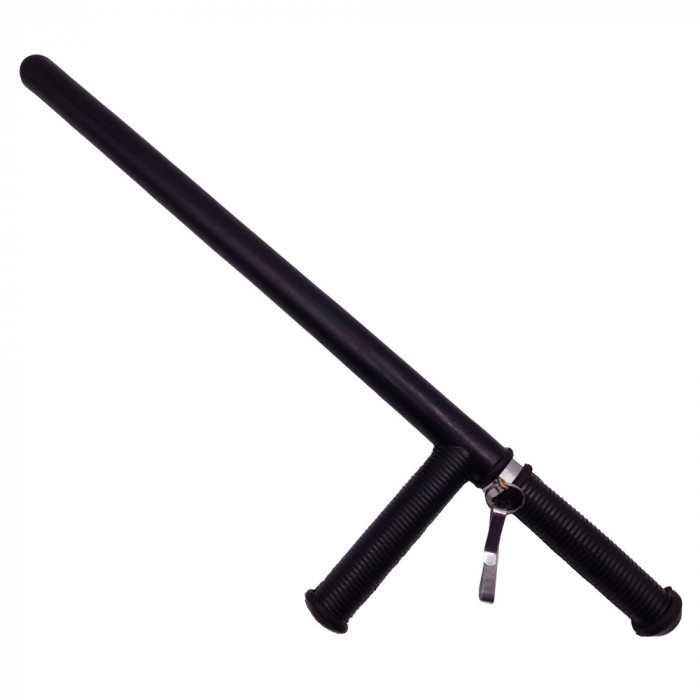 Tonfa autoaparare IdeallStore&reg;, Police Force, cauciuc, 60 cm, negru, agatatoare inclusa