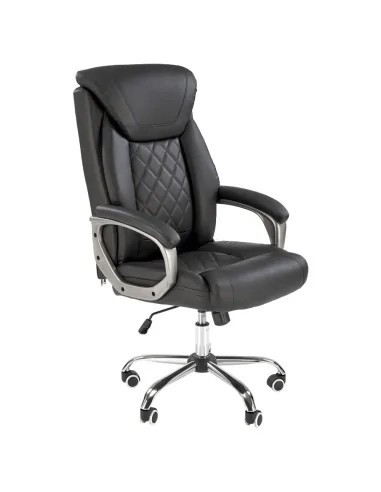 Scaun directorial HM Helder, piele ecologica, robust, inaltime reglabila, mecanism de balansare, 100 kg, negru