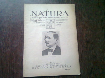 REVISTA NATURA NR.8/1926 foto