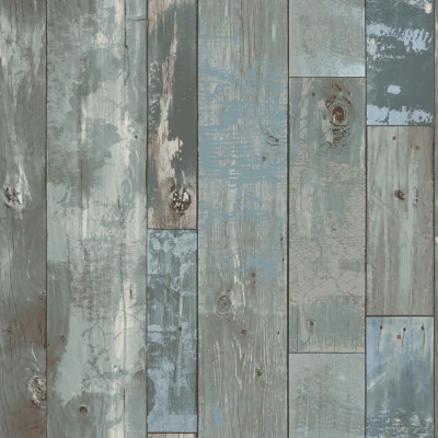 DUTCH WALLCOVERINGS Tapet Scrapwood cu resturi de lemn, gri-albăstrui foto