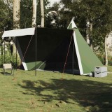 VidaXL Cort de familie Tipi pentru 6 persoane, verde, impermeabil