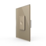 Intrerupator touch simplu Livolo auriu cu rama din sticla, 1 modul