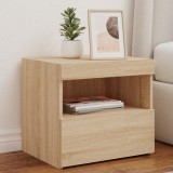 vidaXL Noptiere cu lumini LED, 2 buc., stejar sonoma, 50x40x45 cm