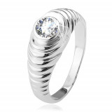 Inel argint 925, formă ondulată, zirconiu transparent - Marime inel: 58