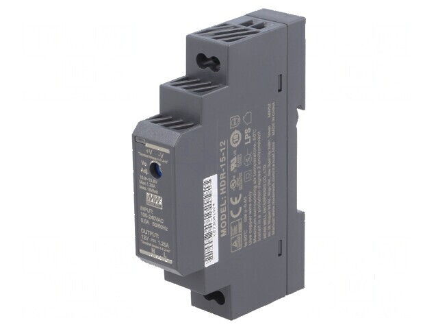 Alimentator pulsatoriu pentru şină DIN 15W 12VDC 1,25A - OUT: 1 - Alimentator pulsatoriu DIN 15W 12V 1,25A