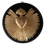 Cumpara ieftin Decoratiune perete fier negru sticla aurie 23x2 cm