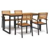 Cumpara ieftin Set mobilier de grădină, 5 piese, lemn masiv de acacia și metal