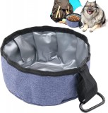 Bol pliabil pentru caini in calatorii JJYHEHOT, tesatura oxford, albastru/gri, 1400 ml, 17,8 &times; 17,8 &times; 6,6 cm
