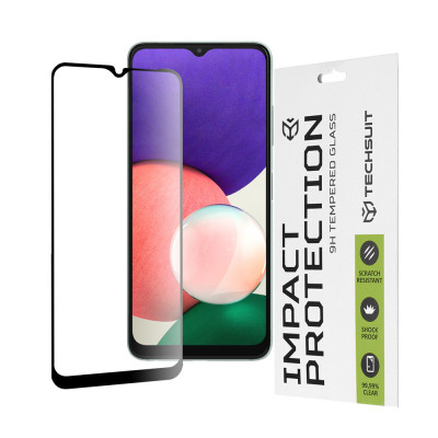 Folie pentru Samsung Galaxy A22 5G, Techsuit 111D Full Cover / Full Glue Glass, Black foto