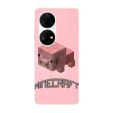 Husa compatibila cu Huawei Mate 40 model Minecraft Pig, Silicon, TPU, Viceversa, Transparent, Carcasa