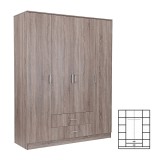 Dulap dormitor Miami 160x205 cm, stejar York, 11 rafturi, 2 sertare, lemn
