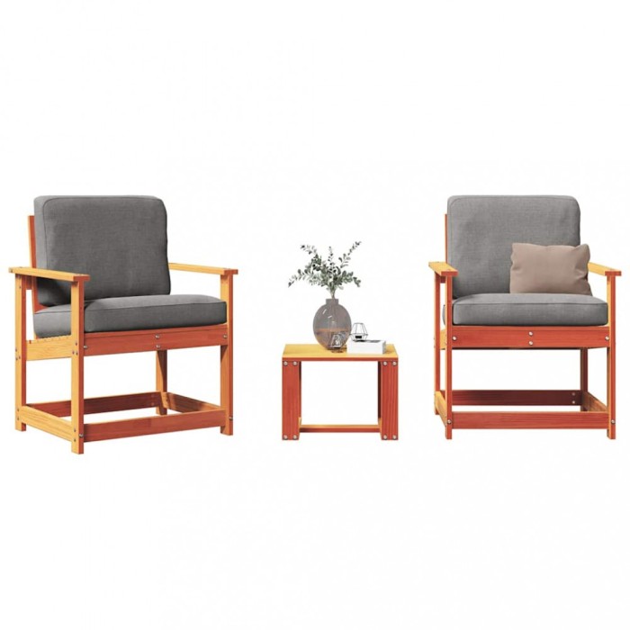 Gossi set mobilier gradina, 3 piese, maro ceruit, lemn masiv pin