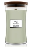 Lumanare Parfumata WoodWick Lavender Cedar, 609.5g, Fitil Lemn Pluswick, Aromaterapie Lavanda, Paciuli, Lemn