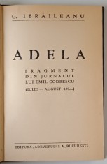 ADELA de GARABET IBRAILEANU , 1933 , EDITIE PRINCEPS * foto