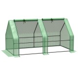Outsunny Mini Seră Portabilă cu Uși Mari cu Fermoar și Acoperiș din PE pentru Protecție &Icirc;mpotriva Apei/UV, 180x90x90 cm, Verde | Aosom Romania