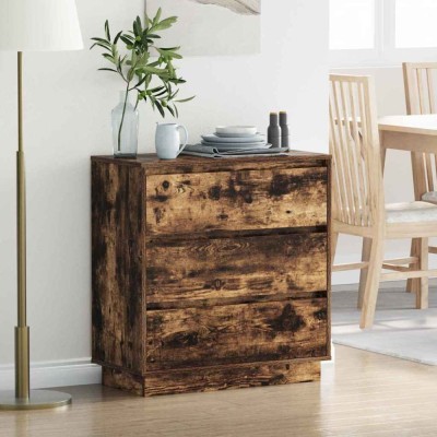 vidaXL Dulap de noapte Stejar afumat 71 x 34.5 x 75 cm Lemn compozit 869638 foto